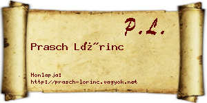Prasch Lőrinc névjegykártya